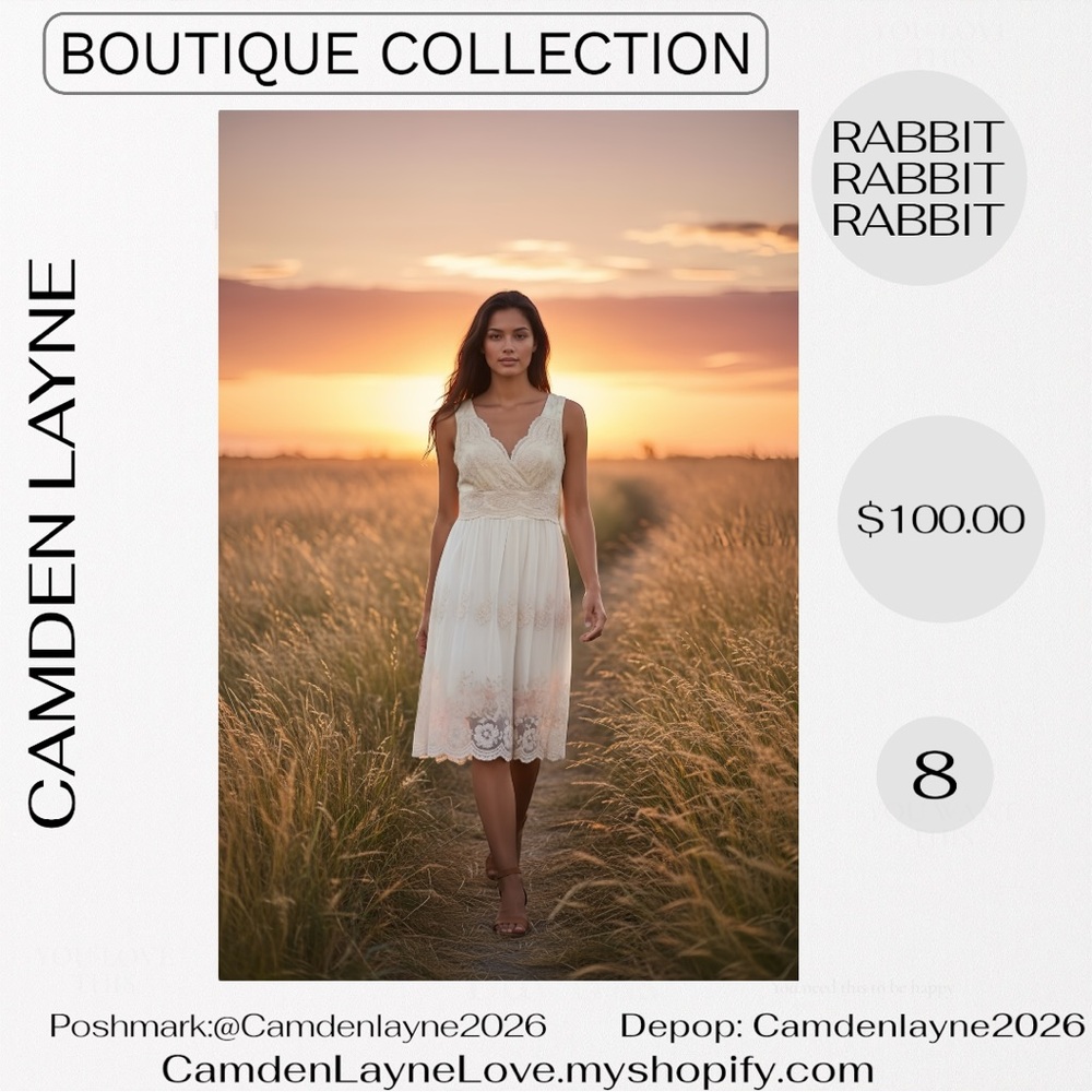Rabbit Rabbit Rabbit Cream Lace MIDI Dress - Picture 6 of 14